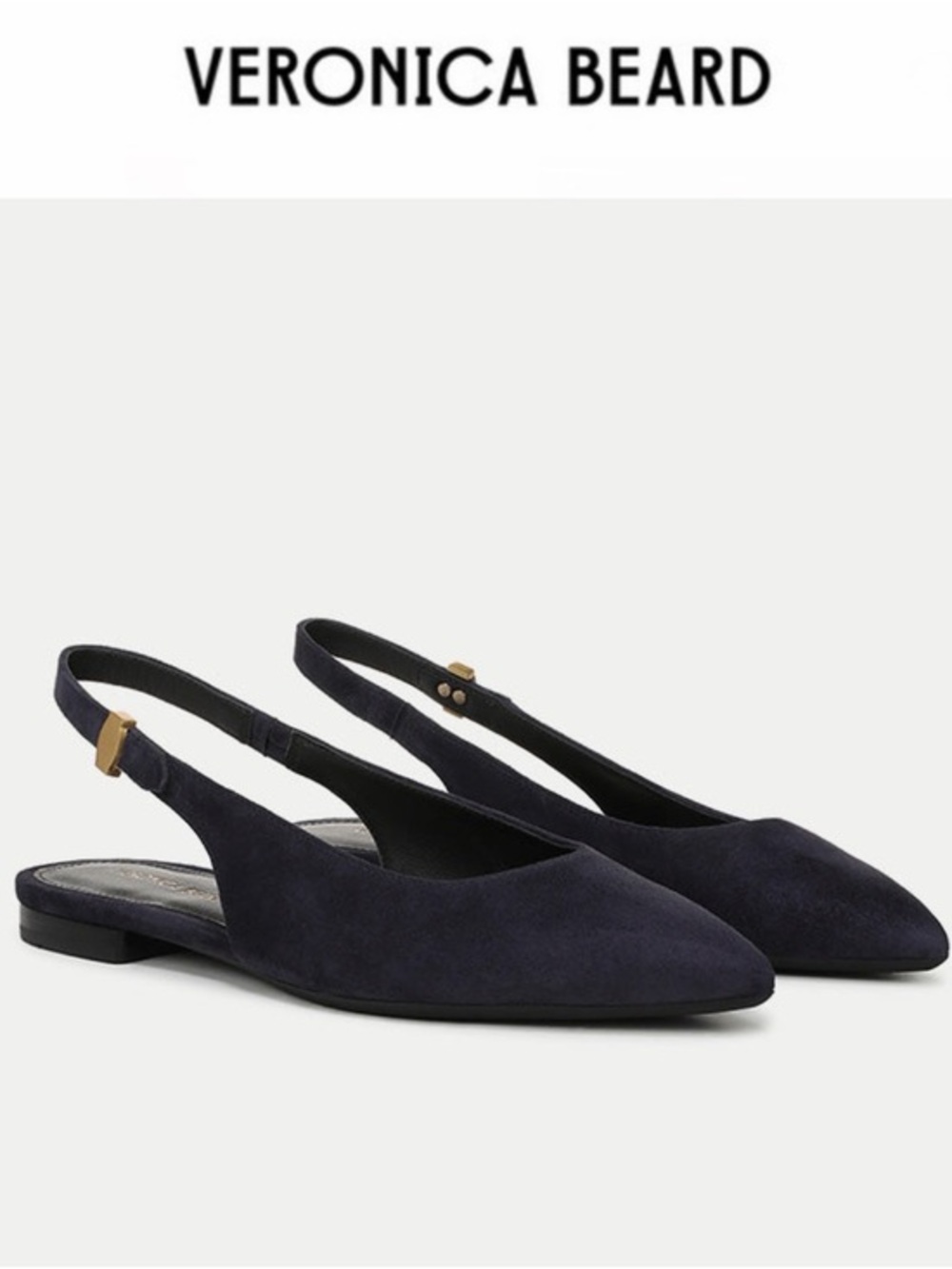 Veronica Beard Shina Navy Suede Pointed Slingback Flats US 7 $350
